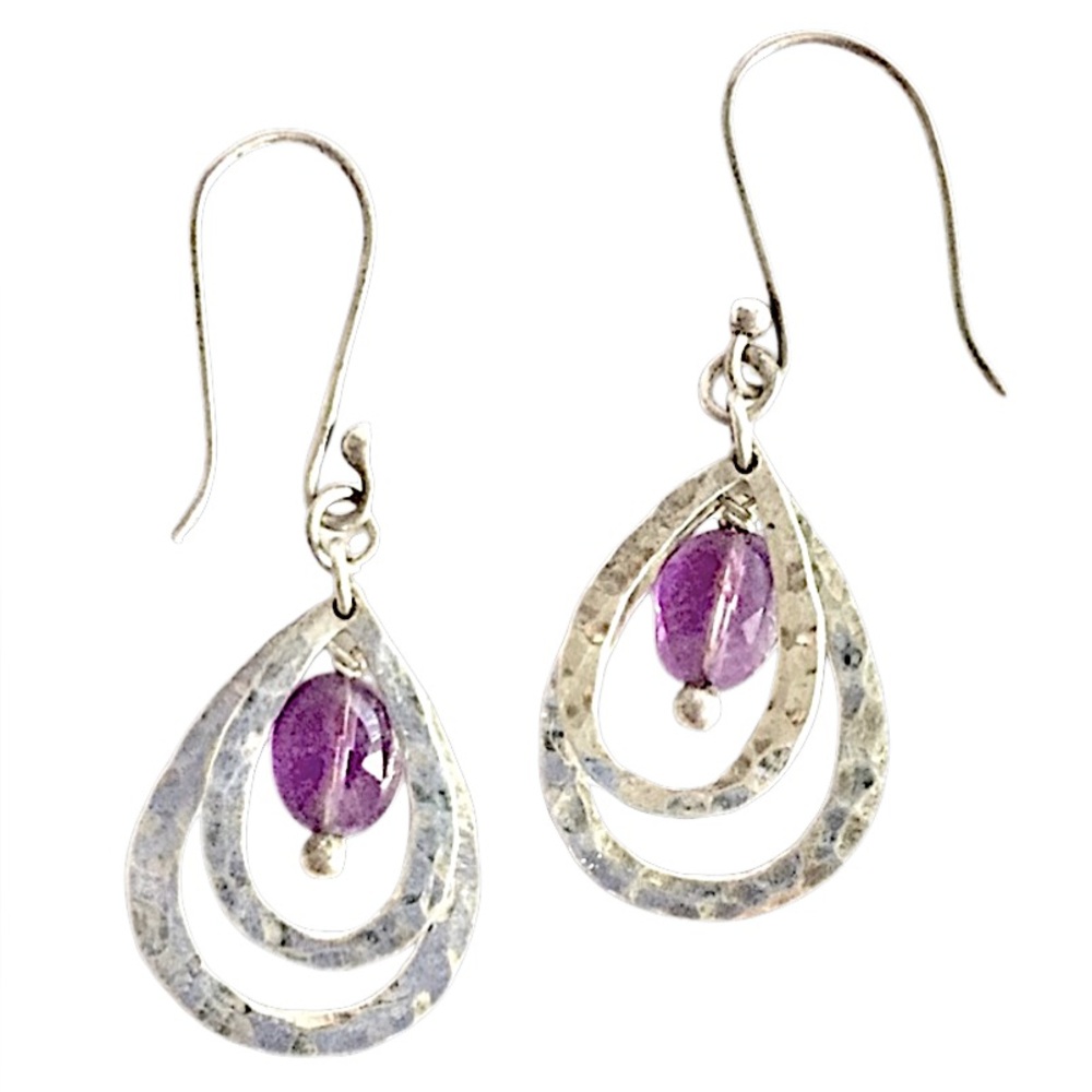 925 Sterling silver amethyst earrings  ISRAEL